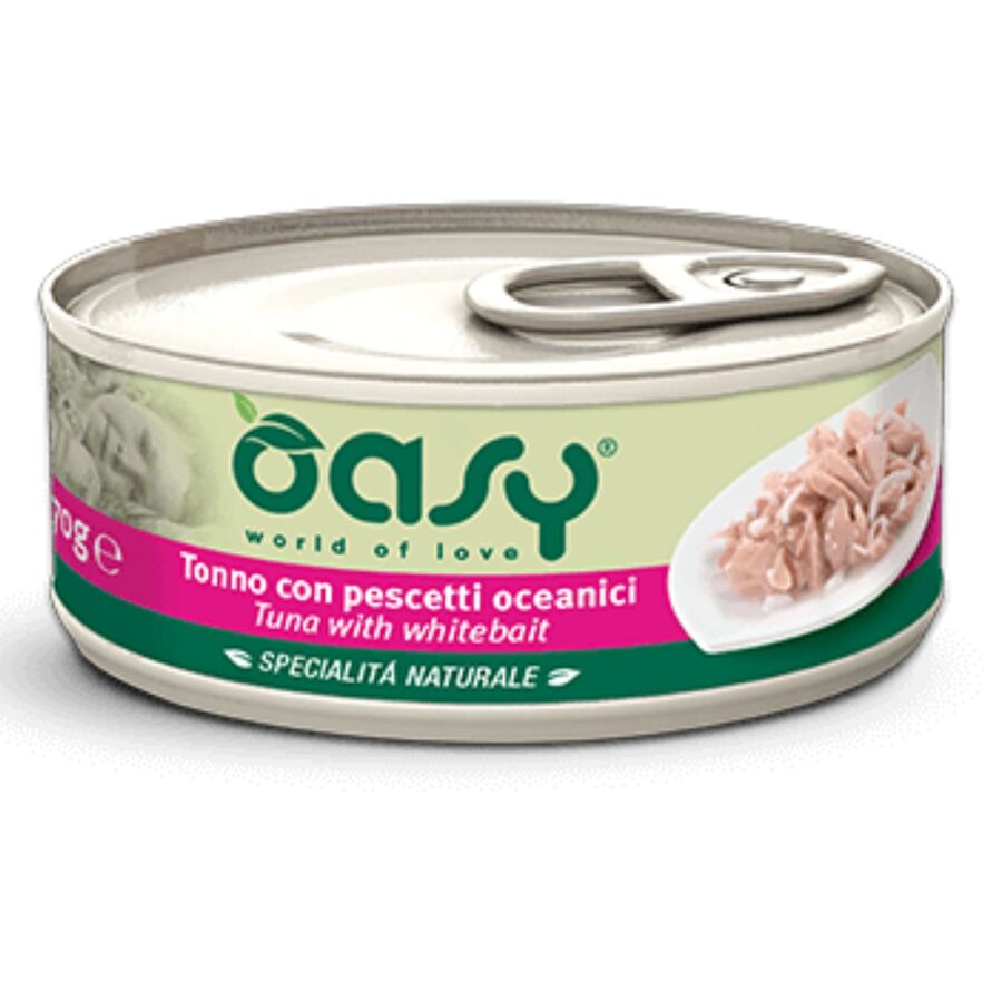 24 Latas De Comida Oasy Para Gato De Atun Y Boqueron (24x70g)_0