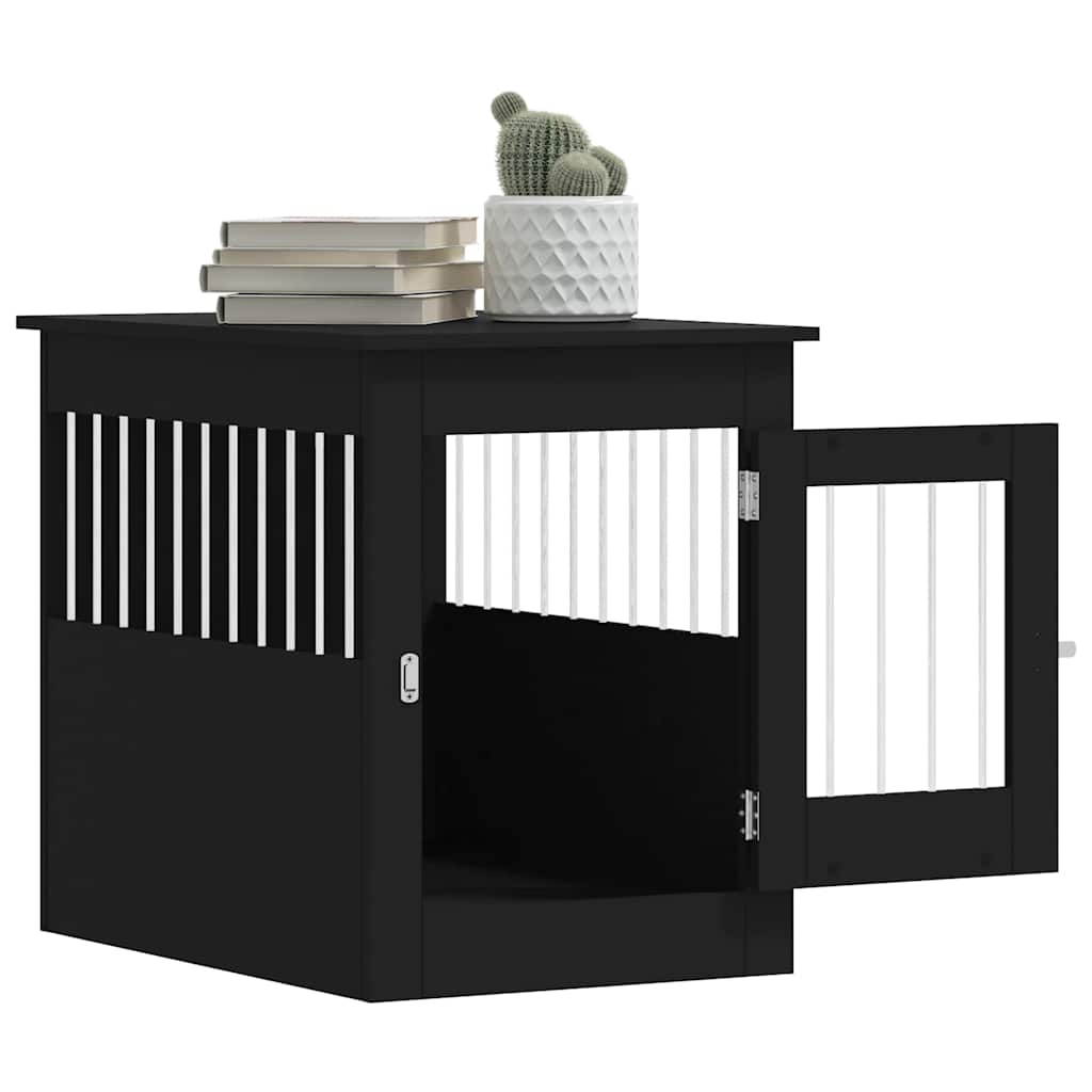 Jaula Para Perros Madera De Ingeniería Negro 55x80x68 Cm_4
