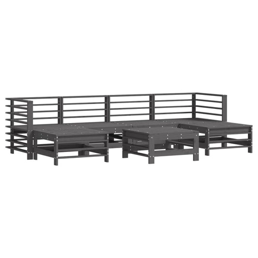 Vidaxl Juego De Muebles De Jardín 7 Piezas Madera Maciza De Pino Gris_0