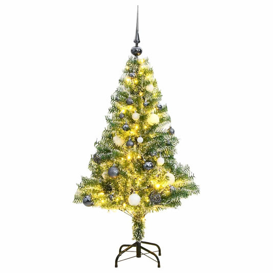 Vidaxl Árbol De Navidad Artificial Con 150 Leds Bolas Y Nieve 120 Cm_0