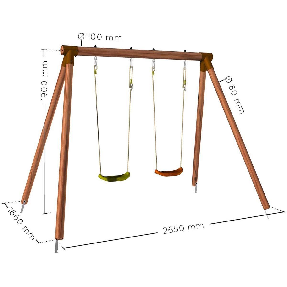 Columpio de madera Alizee con dos asientos Soulet