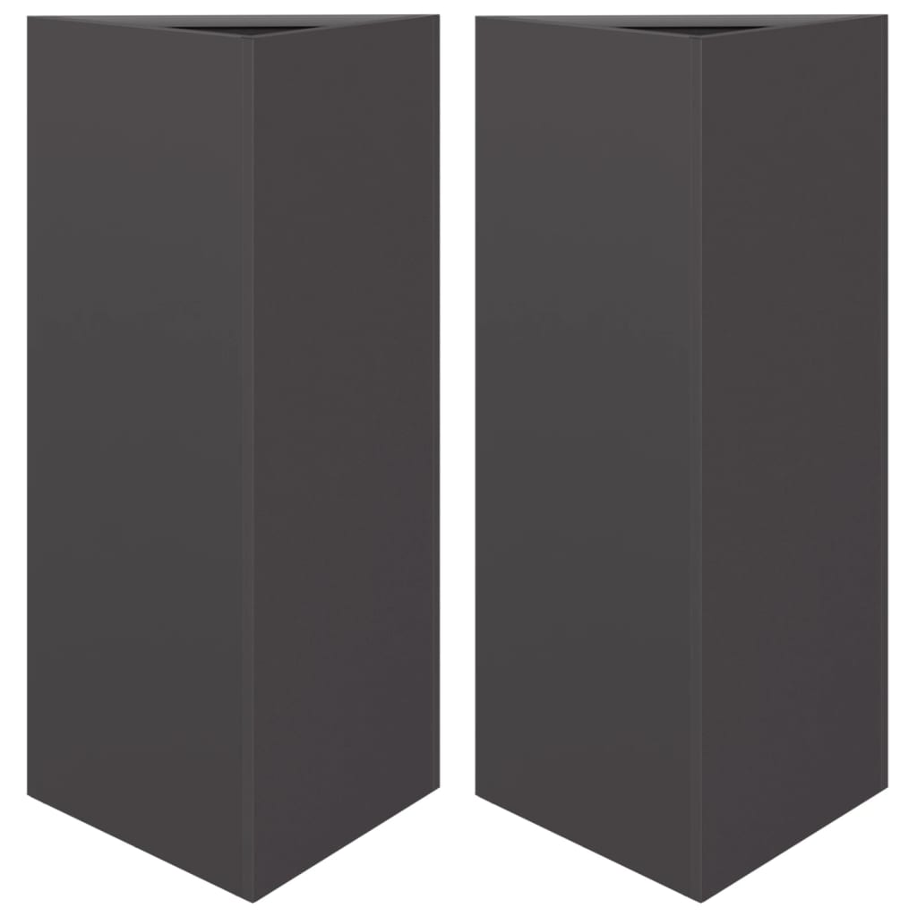Jardineras Triangulares 2 Uds Acero Negro 40x34,5x75 Cm_0