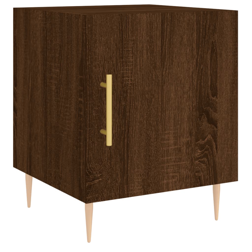 Mesita De Noche Madera De Ingeniería Marrón Roble 40x40x50 Cm_0