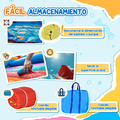 Outsunny Castillo Hinchable Para Niños Con Soplador 435x245x200 Cm Multicolor_4