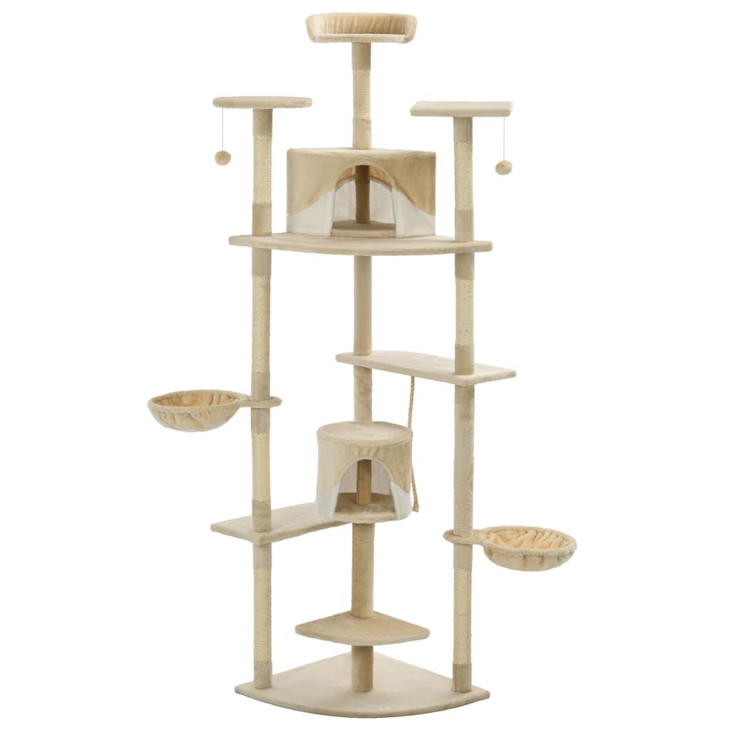 Vidaxl Rascador Para Gatos Con Poste De Sisal 203 Cm Beige Y Blanco_0