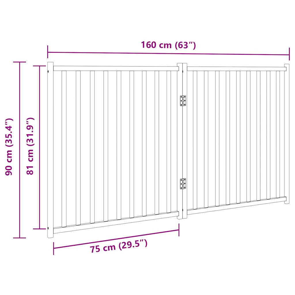 Vidaxl Puerta Para Perros Plegable 2 Paneles Madera De Abeto 160 Cm_2
