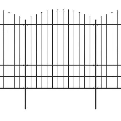 Valla De Jardín Con Puntas De Lanza Acero Negro (1,75-2)x6,8 M / Vetonek_4