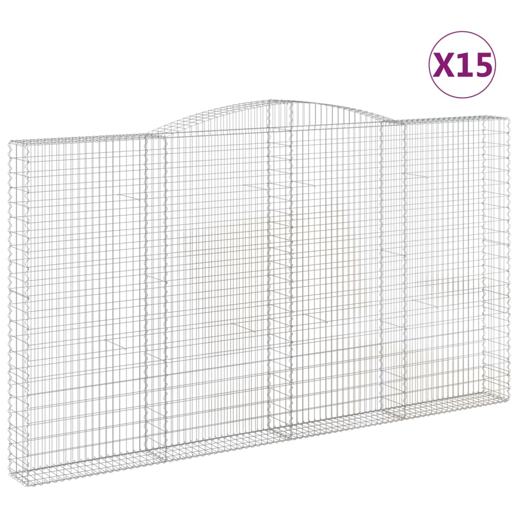Cestas De Gaviones 15 Uds Forma De Arco Hierro 400x30x220/240cm_0