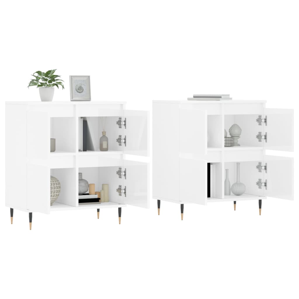 Aparadores 2 Uds Madera Contrachapada Blanco Brillo_2