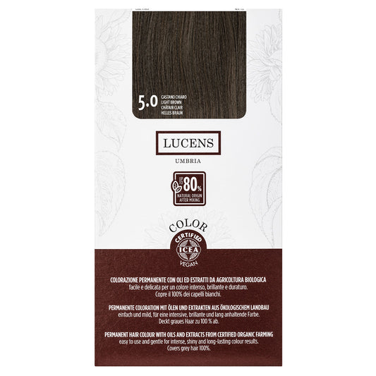 Lucens Umbria - Coloración permanente 5.0 castaño claro, sin amoniaco, ingredientes naturales_0
