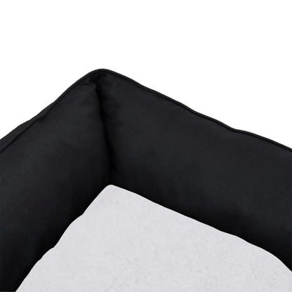 Vidaxl Cama De Perro Felpa Apariencia De Lino Negra Y Blanca_5