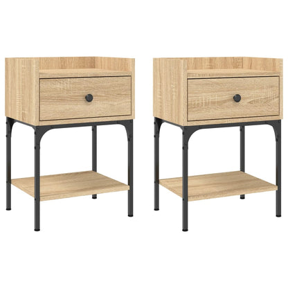 Mesita Noche 2 Uds Madera Ingeniería Roble Sonoma 40,5x31x60 Cm_0