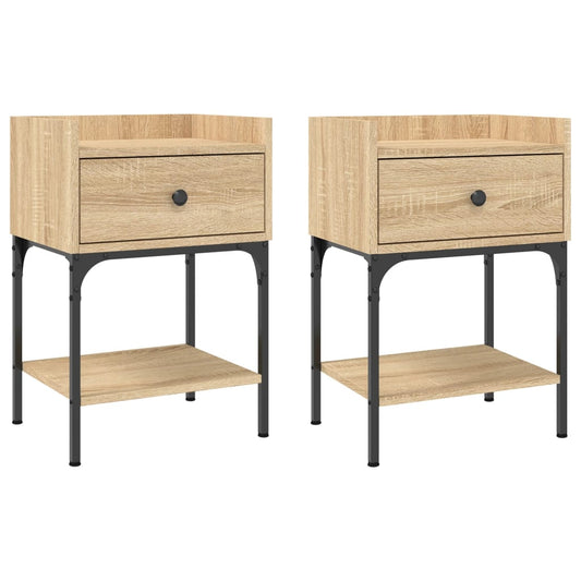 Mesita Noche 2 Uds Madera Ingeniería Roble Sonoma 40,5x31x60 Cm_0