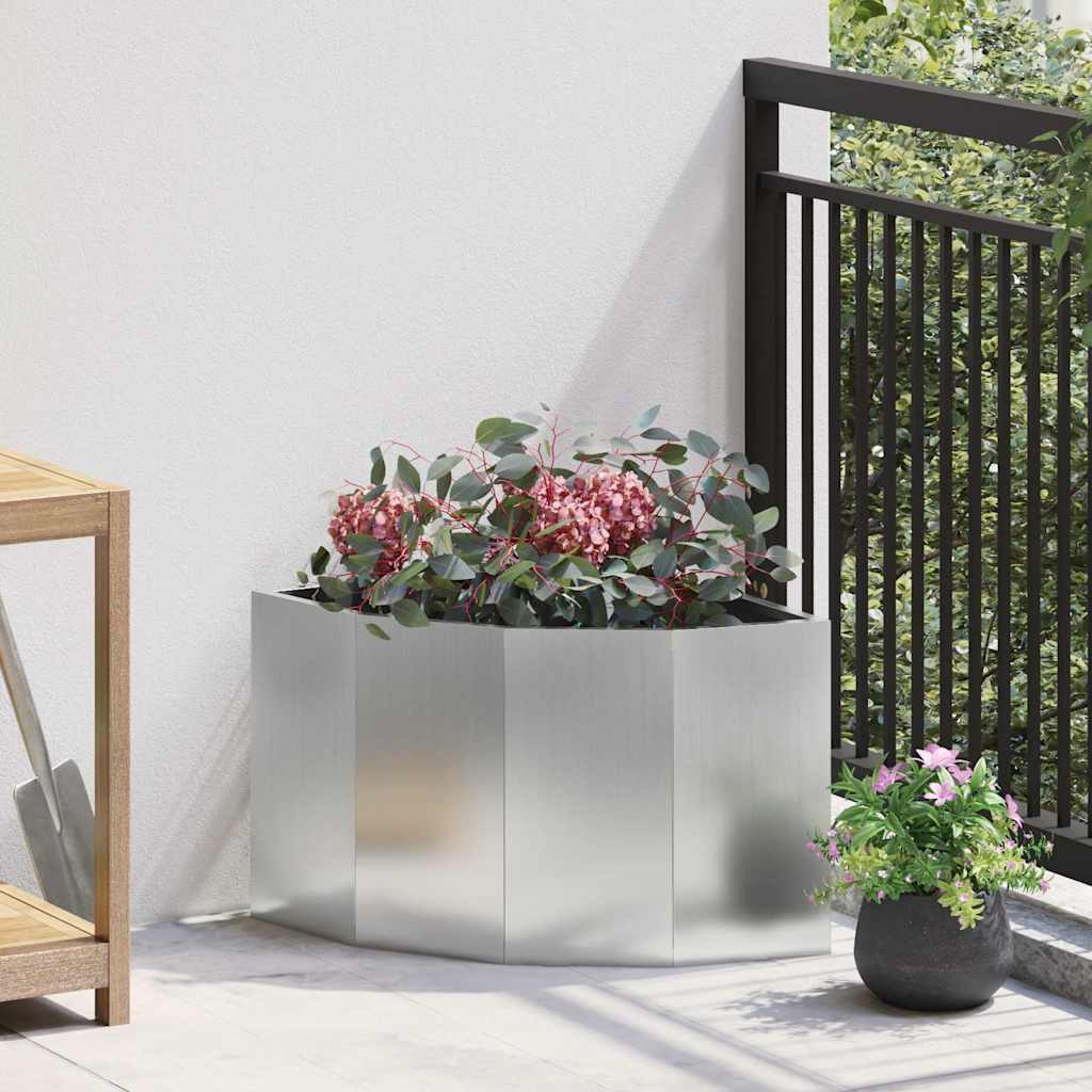 Macetero De Esquina Plateado 45 X 45 X 35 Cm Acero Galvanizado_1