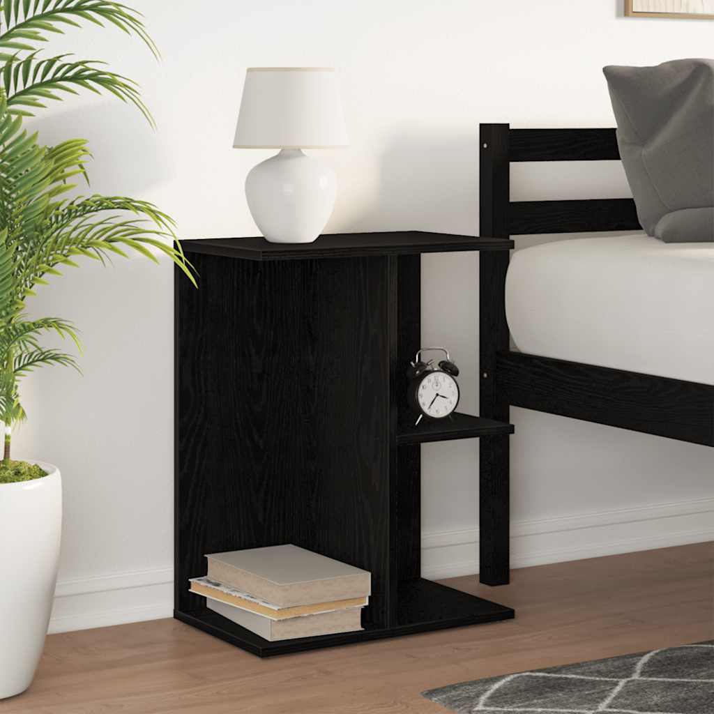 Mesita De Noche Madera De Ingeniería Negro Roble 46,5x29x61 Cm_1