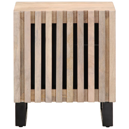 Mesita De Noche Madera Maciza Mango Blanqueado 40x34x46 Cm_1