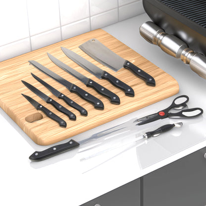Well Home Set De Cuchillos De 11 Piezas Con Cubierta De Acetato Y Tabla De Madera - Ideal Para Tu Cocina_2