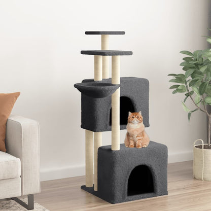 Vidaxl Rascador Para Gatos Con Postes De Sisal Gris Oscuro 122 Cm_1