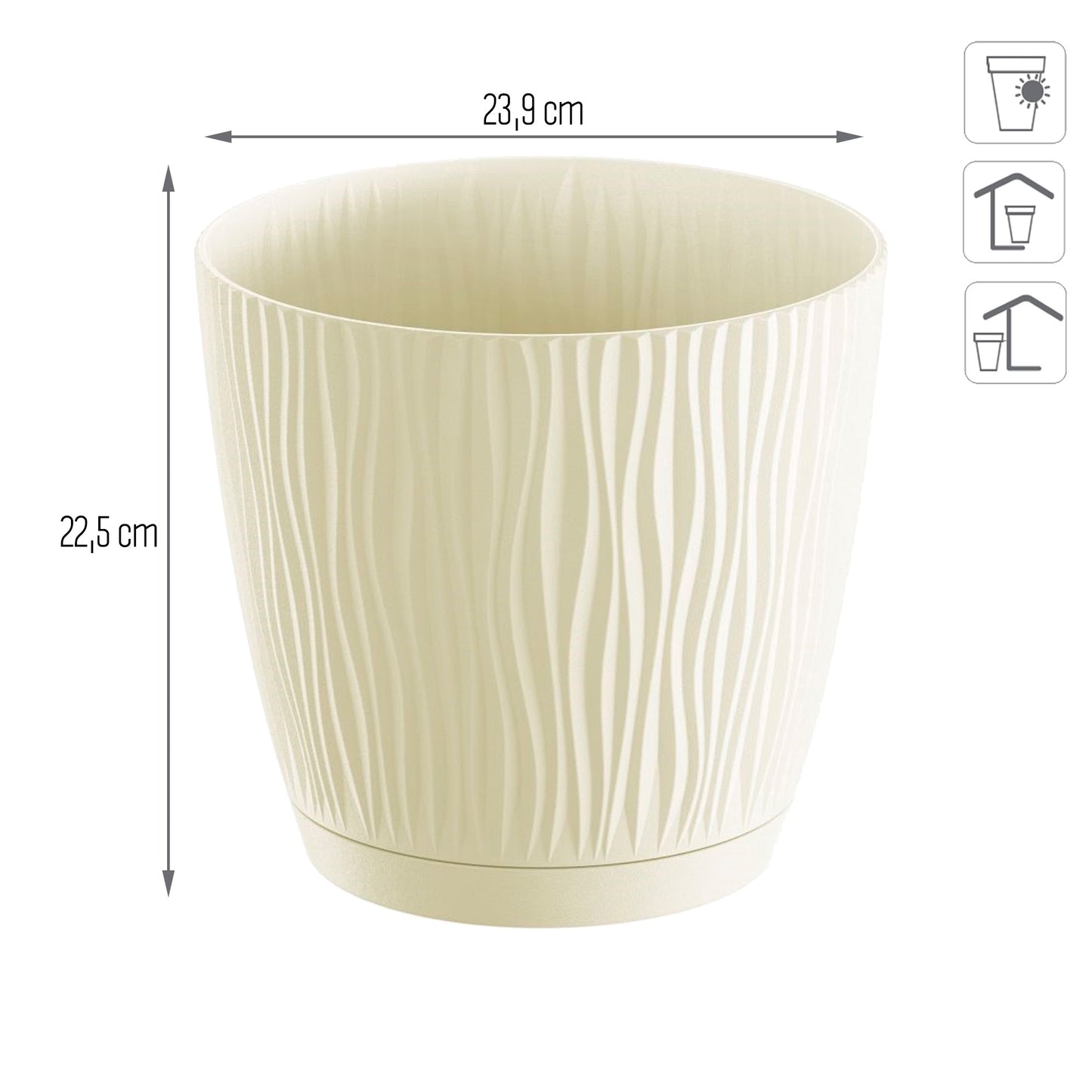 Maceta Sandy P, Dimensiones (mm) 239x239x225, Color Crema_2