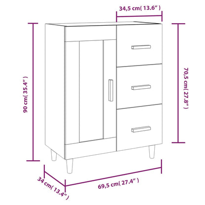 Aparador De Madera Contrachapada Roble Sonoma 69,5x34x90 Cm / Vetonek_4