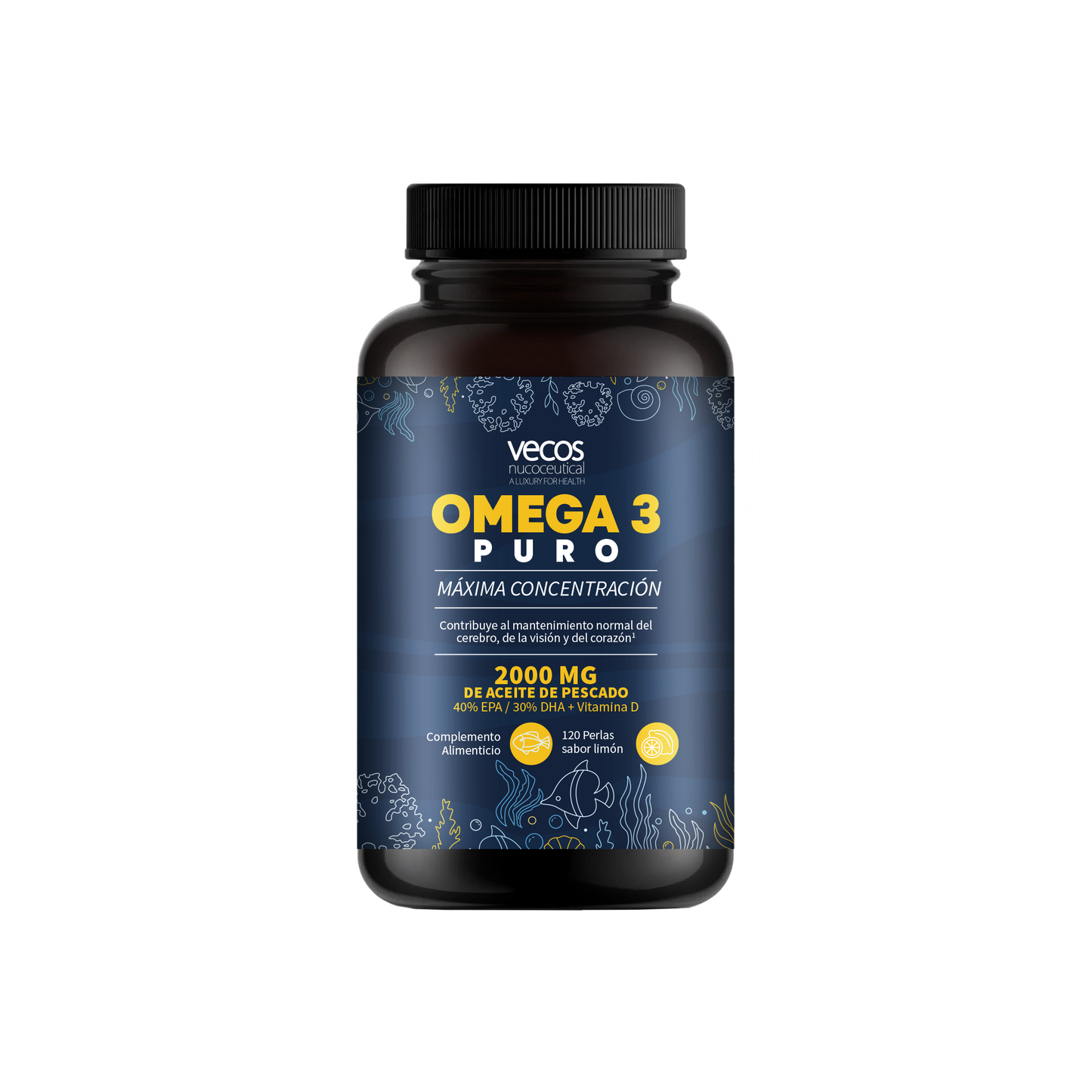 Omega 3 Puro - 600 Mg Epa Y 800mg Dha | Aceite De Pescado Con Vitamina D | Sabor Limón_0