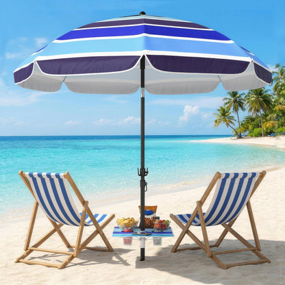 Outsunny Sombrilla De Playa Con Mesa Plegable Y Portavasos Ø198 Cm Inclinación_1