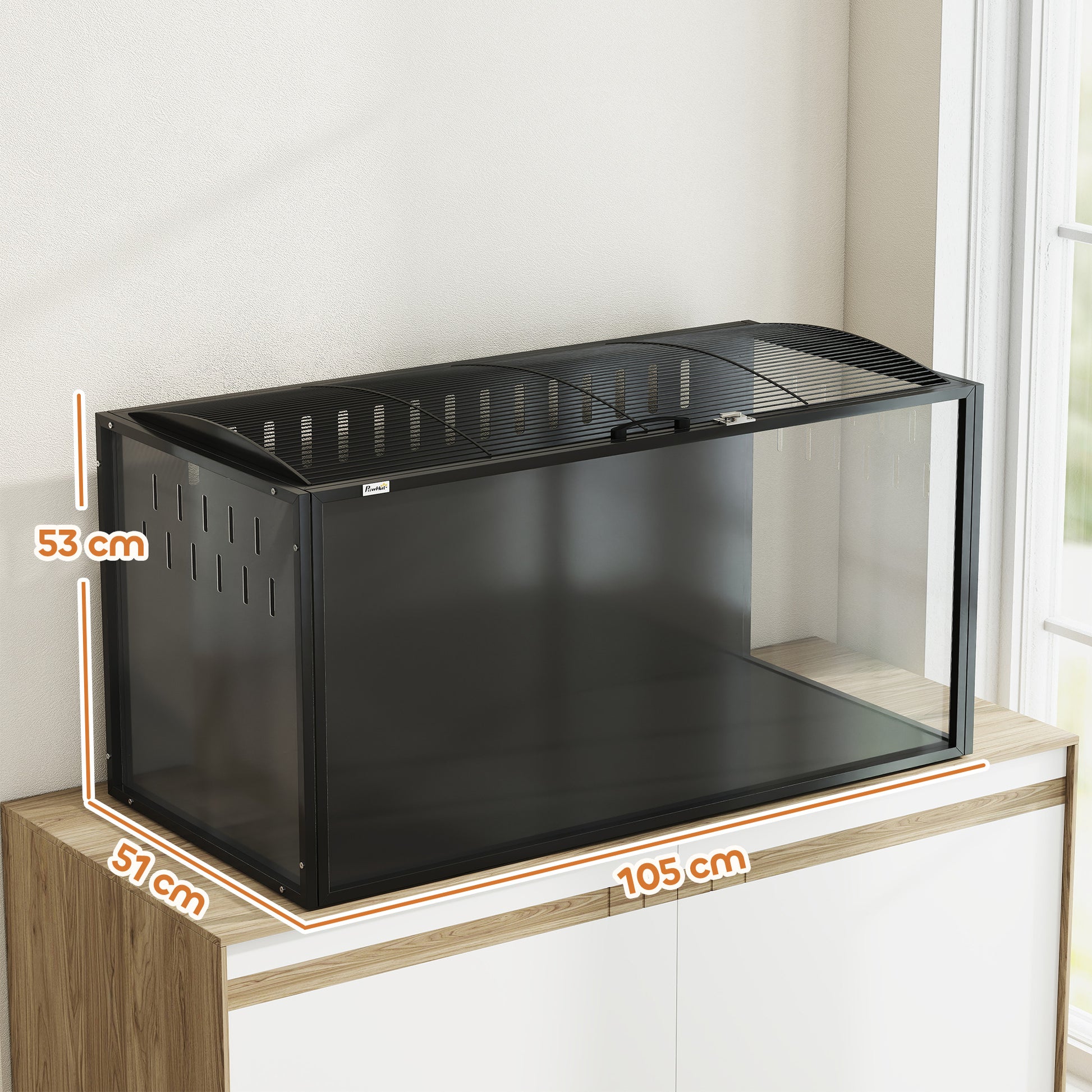 Pawhut Jaula Para Hámster Grande 105x51x53 Cm Con Tapa Ventilada Abatible Negro_2