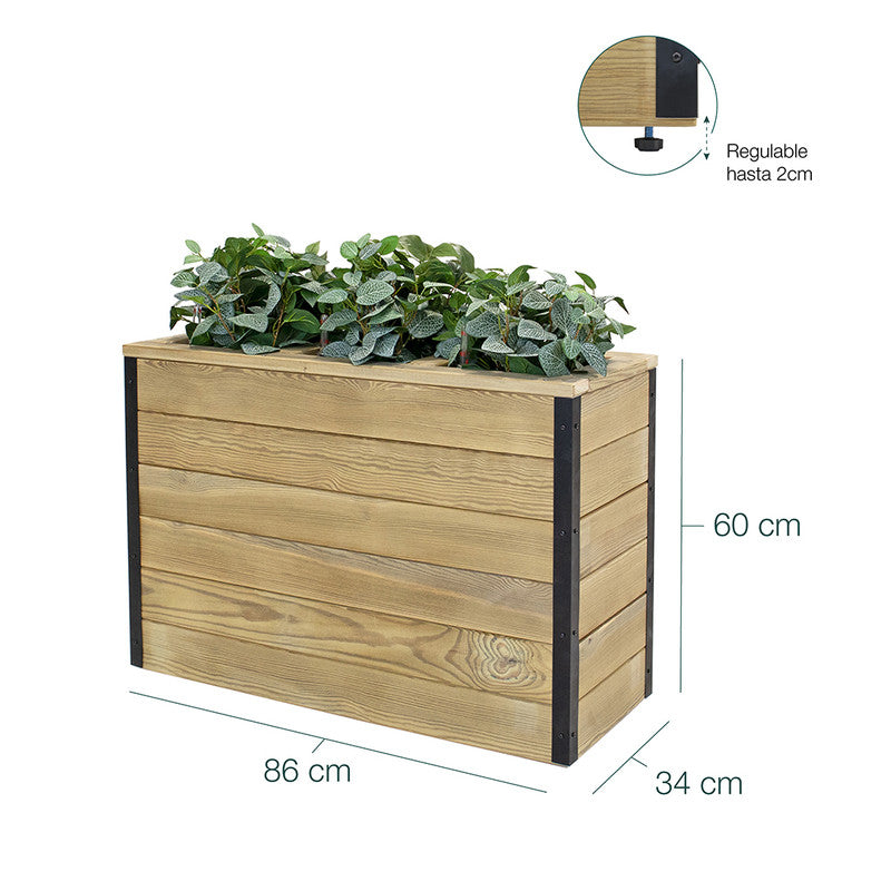 Jardinera De Madera Con Autorriego 86x34x60 Cm Nidum Hortalia_5