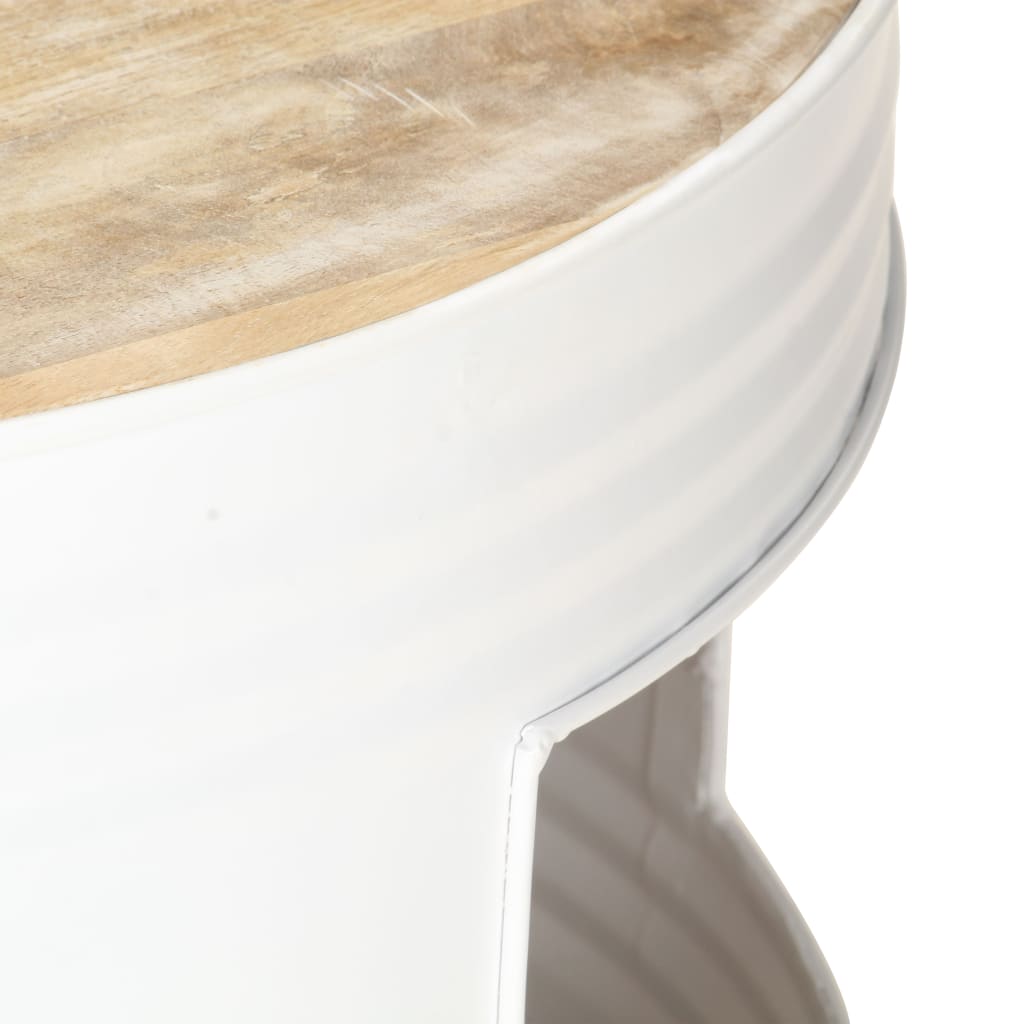 Mesa De Centro De Madera De Mango Maciza Blanca 68x68x36 Cm_3