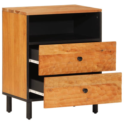 Mesita De Noche Madera Maciza De Acacia 50x33x60 Cm_2