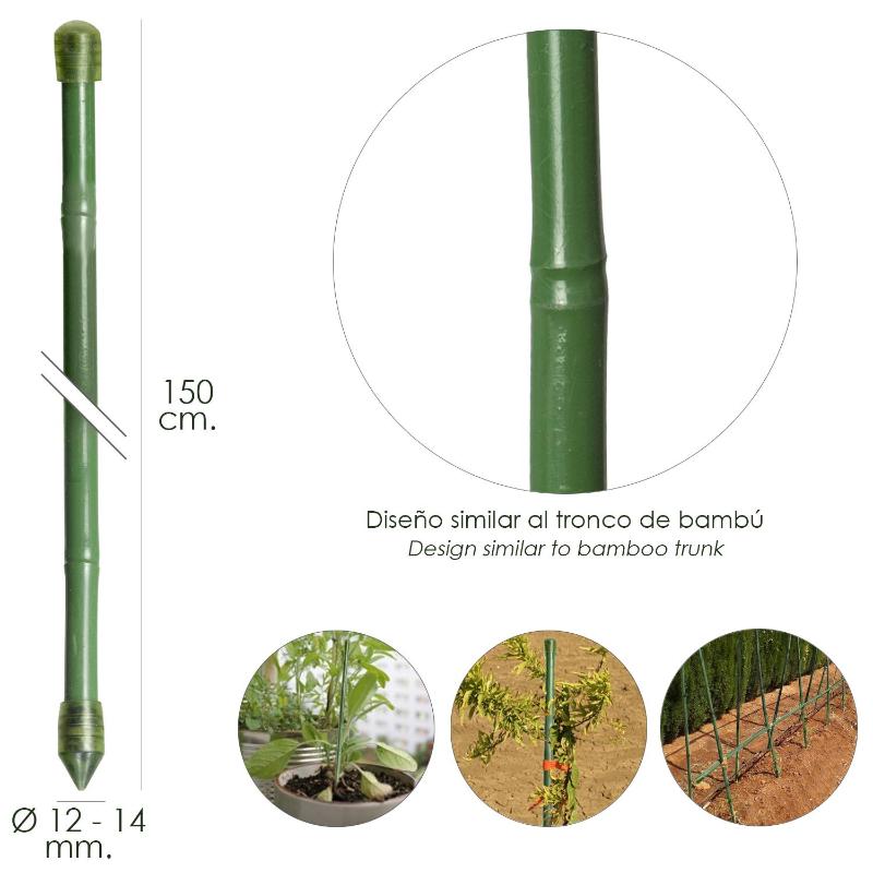 Tutor Varilla Bambú Plastificado Ø 12 - 14 Mm. X 150 Cm. (paquete 10 Unidades)_1