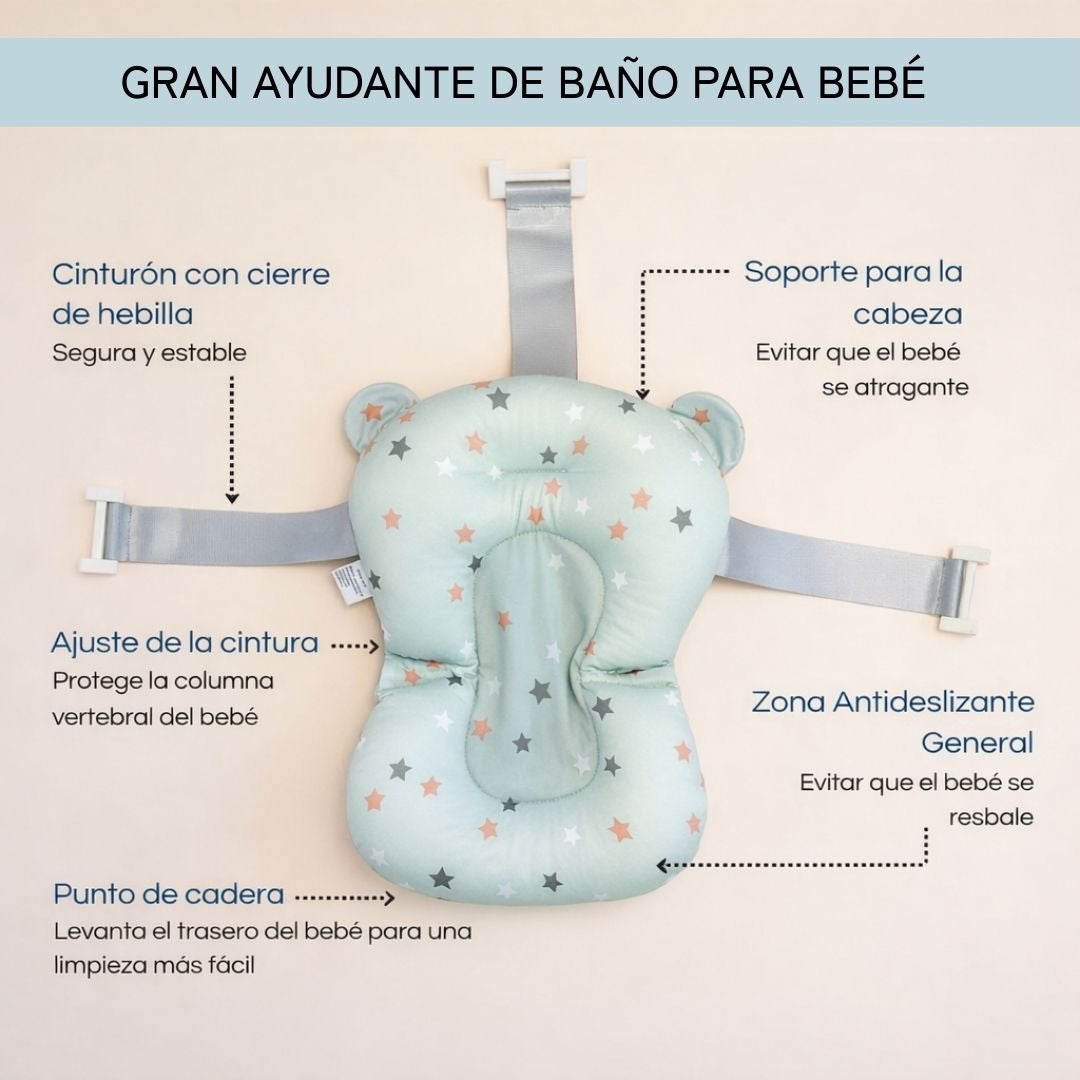 Cojín De Baño Antideslizante Con Estampado De Corona Para Estrellas azul, Cómodo Y Seguro Bathby_4