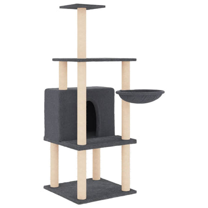 Rascador Para Gatos Con Postes De Sisal Gris Oscuro 132 Cm_0