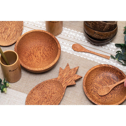 Plato de madera de coco con forma de piña 25 x 11 cm