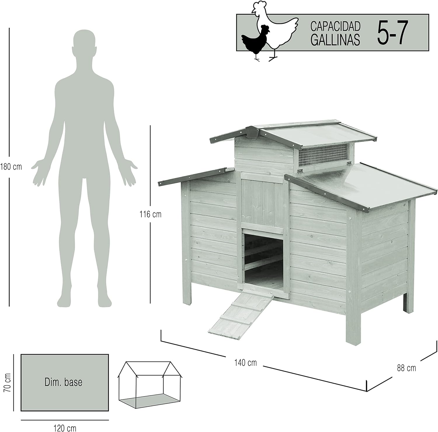 Gallinero De Madera Modelo Ottawa Para 5-7 Gallinas - Incluye Ponederos / Nidos_1