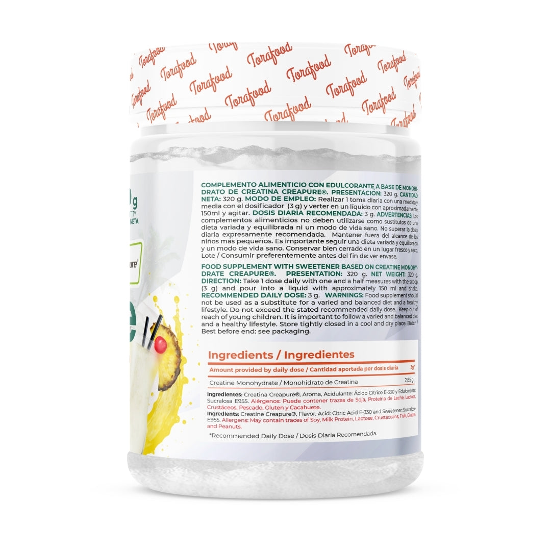 Creatina Creapure Monohidratada Piña Colada 320g Torafood_2