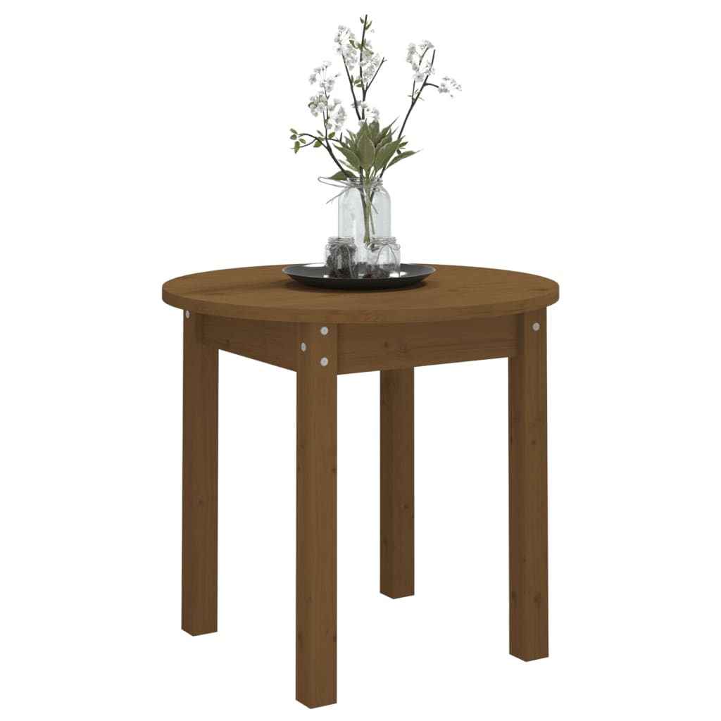 Mesa De Centro De Madera Maciza De Pino Marrón Miel Ø 45x40 Cm_2
