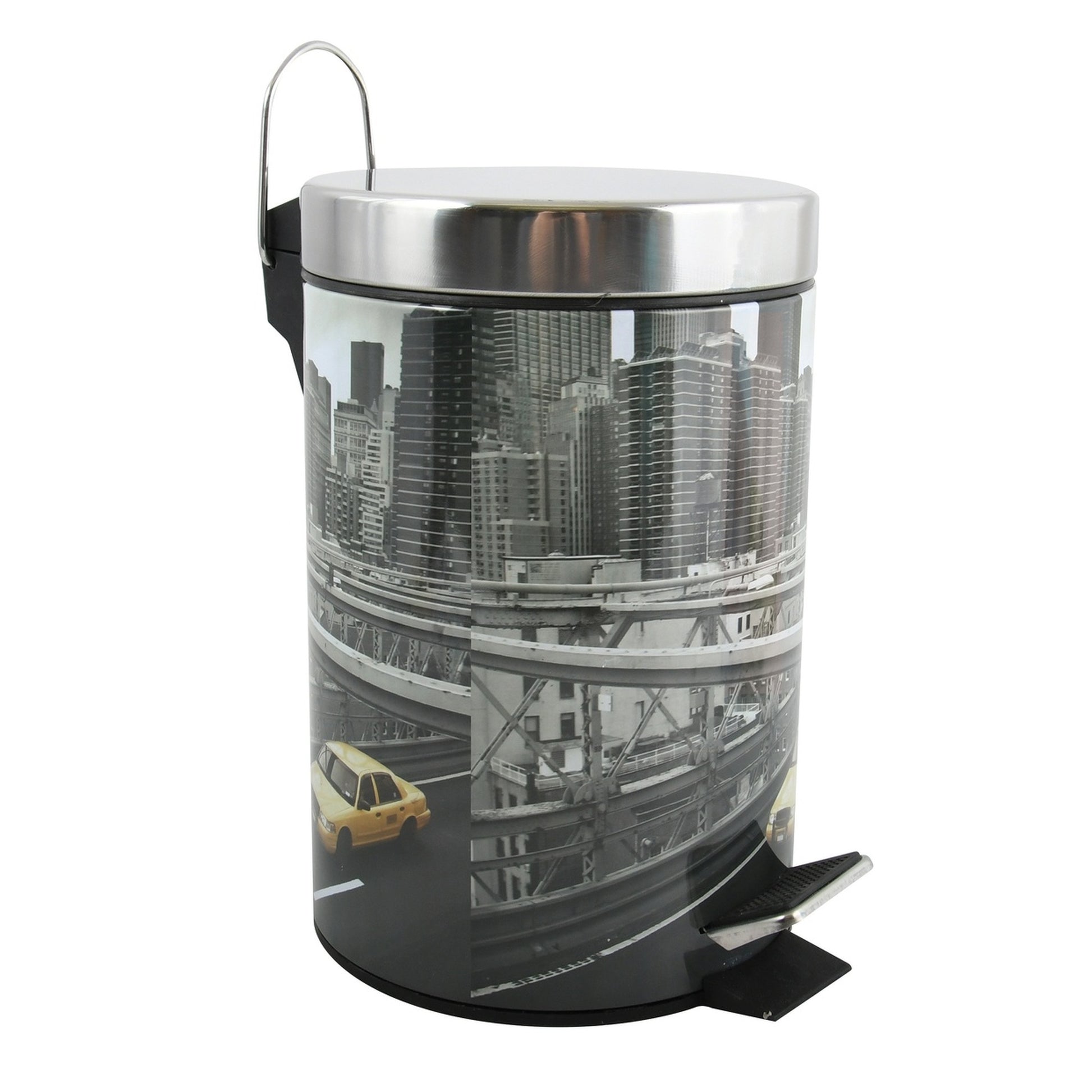 Cubo De Basura 3l Con Tapa Msv new York De Acero Inoxidable 16,5 X 25,6 Cm_0