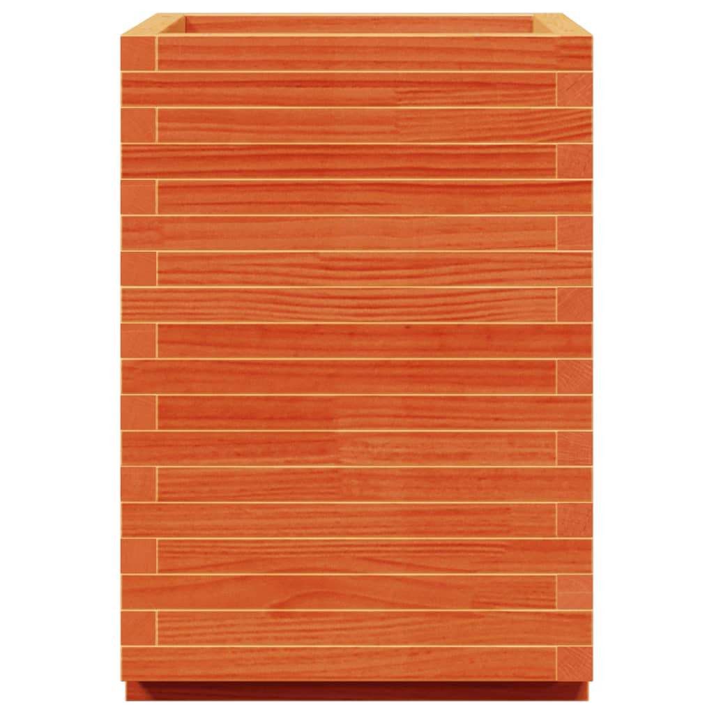 Jardinera Madera Maciza De Pino Marrón Cera 50x50x72,5 Cm_5