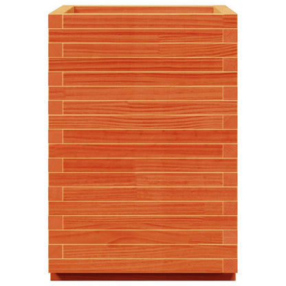 Jardinera Madera Maciza De Pino Marrón Cera 50x50x72,5 Cm_5