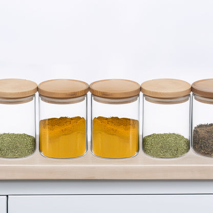 Wellhome - Tarro De Vidrio Y Madera, Cierre Hermético 600ml