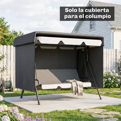 Outsunny Funda Balancín Jardín Con Cremallera 215x155x150 Cm Negro_4