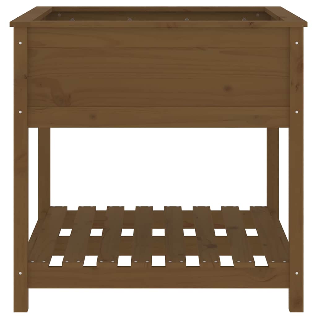 Jardinera Con Estante Madera Maciza Pino Marrón 82,5x82,5x81 Cm_4