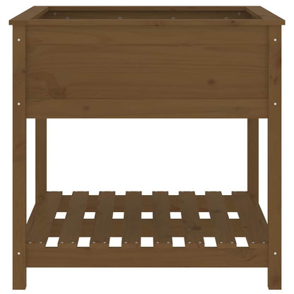 Jardinera Con Estante Madera Maciza Pino Marrón 82,5x82,5x81 Cm_4