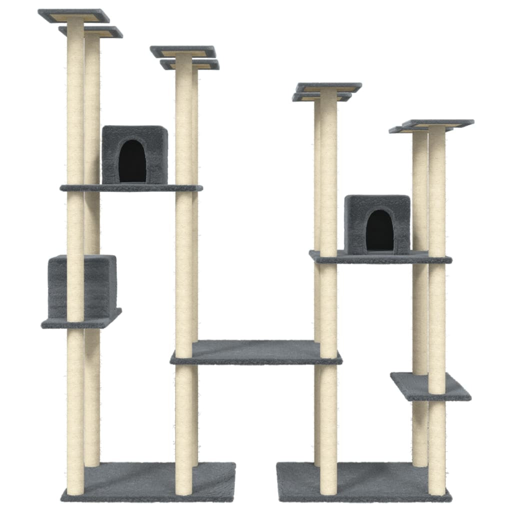 Vidaxl Rascador Para Gatos Con Postes De Sisal Gris Oscuro 174 Cm_3