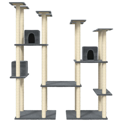 Vidaxl Rascador Para Gatos Con Postes De Sisal Gris Oscuro 174 Cm_3