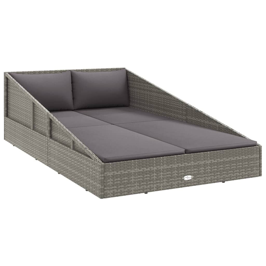 Vidaxl Tumbona Cama De Jardín Ratán Sintético Gris 110x200 Cm_0