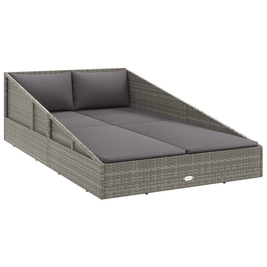 Vidaxl Tumbona Cama De Jardín Ratán Sintético Gris 110x200 Cm_0
