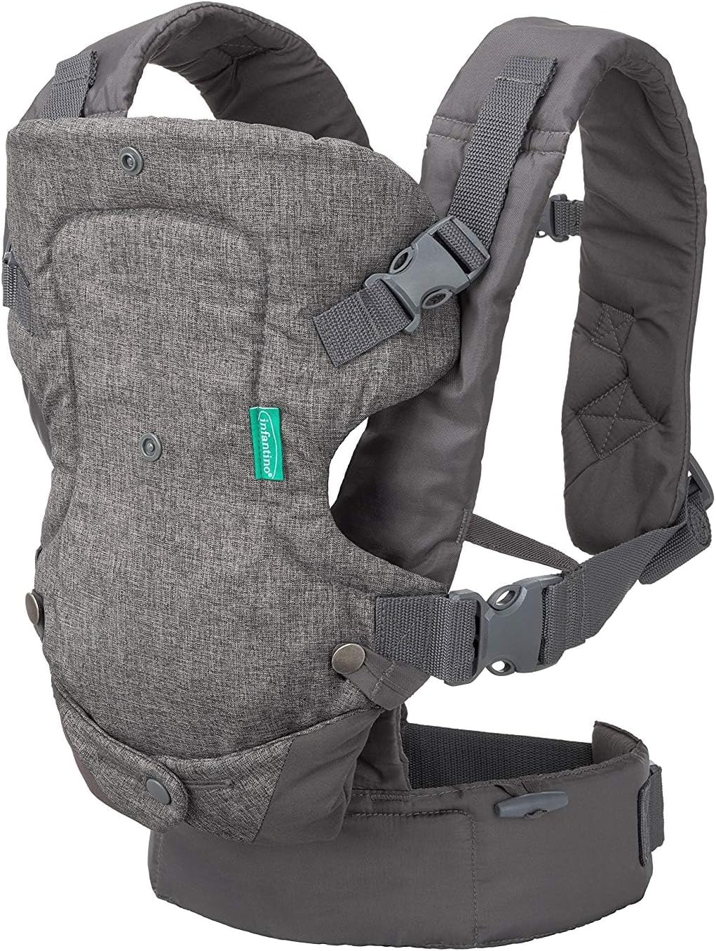 Infantino Mochila Portabebé Flip Advanced 4-en-1 Con Babero, Ergonómica, Convertible, Bebés De 3,6 A 14,5 Kg, Gris_0