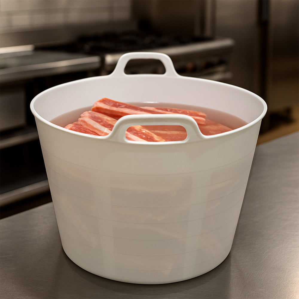 Capazo De Plástico Flexible Para Uso Alimentario. Asa Reforzada (blanco, 42l). Sin Bpas. Restaurantes, Vendimia..._2